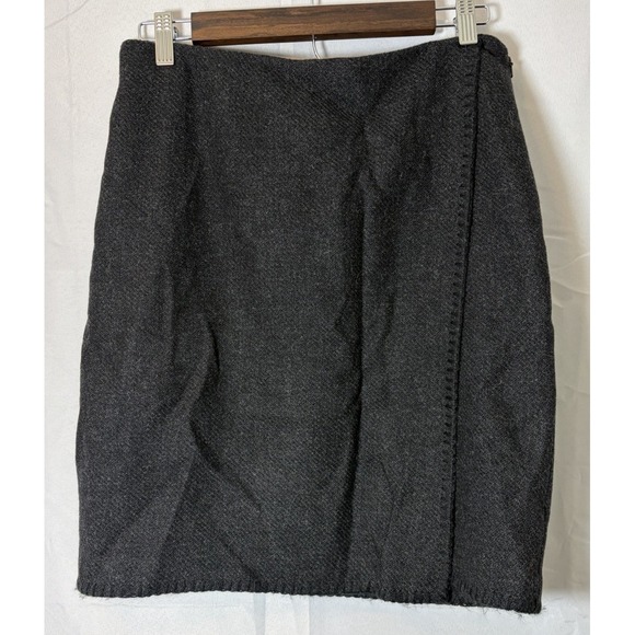 Eddie Bauer Dresses & Skirts - NWT Eddie Bauer Wrap Blanket Stitch Skirt Womens Sz 6 Charcoal Gray Side‎ Zip